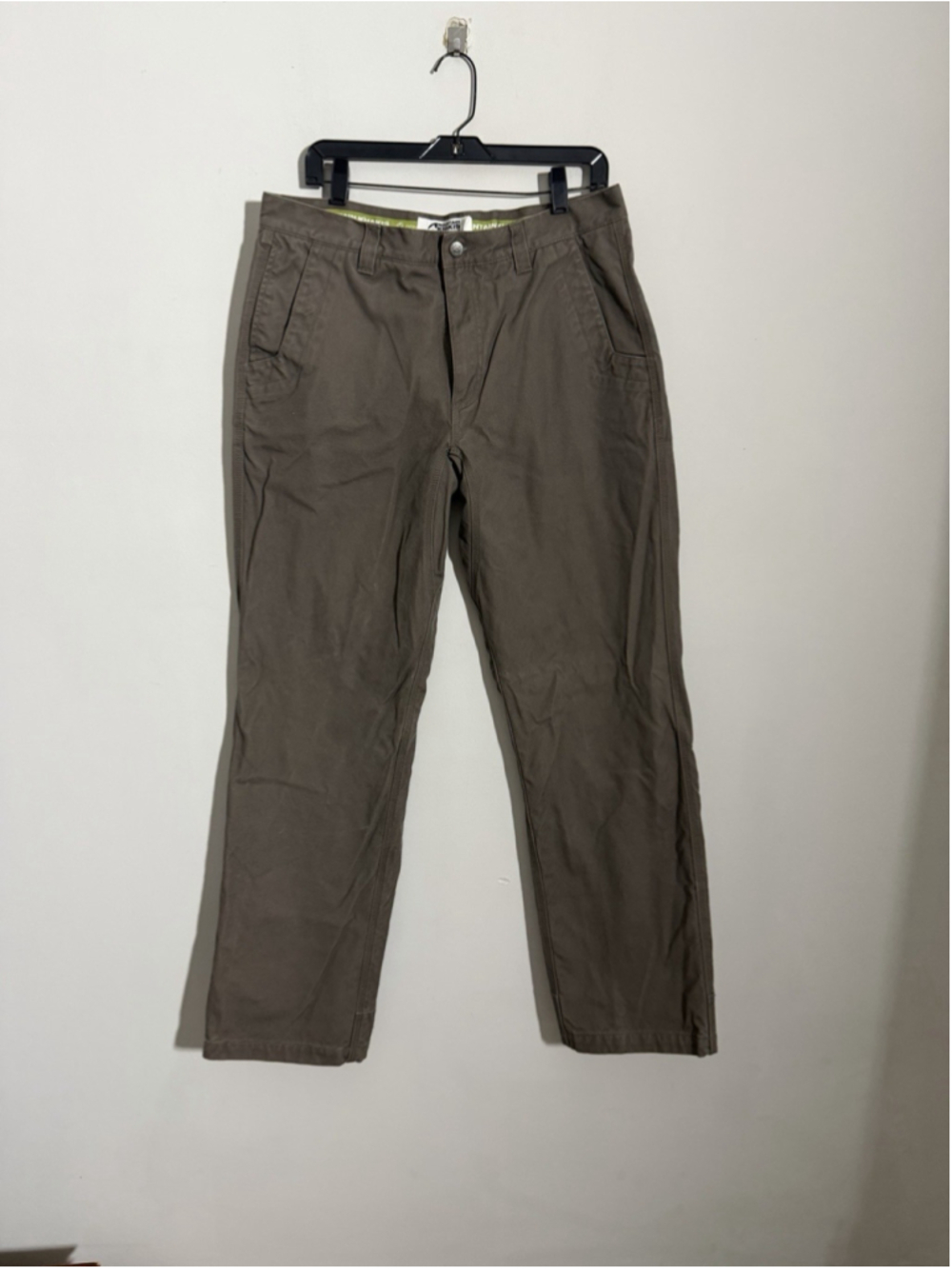MEN’S MOUNTAIN KHAKIS ORGANIC PANTS BROWN MOUNTAIN PANT SIZE 35x34 FLANNEL
